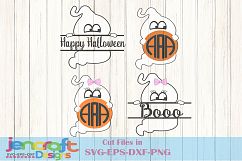 Cute Halloween Ghost Monogram Frames SVG Cut files Product Image 1