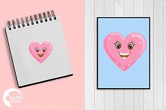 Valentine faces clipart, Heart emojis clipart, graphics illustrations AMB-1172 Product Image 5