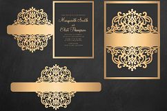 Laser cut wedding invitation Set, 5x7, Cricut Template, Gate Fold, Tri fold pocket Envelope, Bellyband - SVG, DXF, Cricut, Silhouette Cameo Product Image 2
