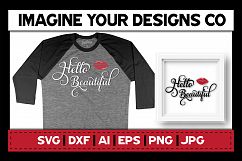 Hello Beautiful with Lips SVG Cut File Product Image 1
