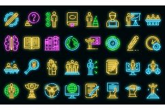 Staff education icons set vector neon Product Image 1