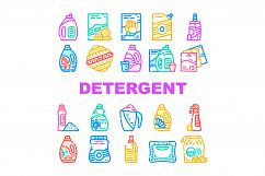 Detergent Washing Collection Icons Set Vector Product Image 1