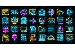 Data center icons set vector neon Product Image 1