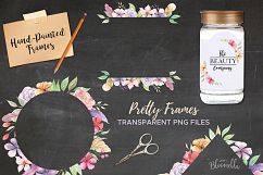 Dreams Frames Watercolor Clipart Border Flowers Feathers Pink Purple Florals Product Image 5