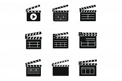 Film clapper icons set, simple style Product Image 1