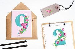 Floral Numbers graphics and illustrations Product Image 4