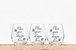 Three stemless wine glass mockups 3 no stem glasses mockup Product Image 1