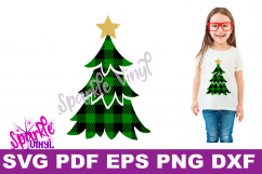 Svg Buffalo Plaid Christmas Tree with Star Shirt Sign Stencil printable svg files for cricut and silhouette png pdf dxf eps Christmas design Product Image 2