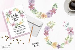 Watercolor Floral Wreaths 8 Garlands Pretty Flowers Set Pink Product Image 4