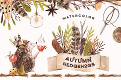 Watercolor Autumn Hedgehogs Product Image 1