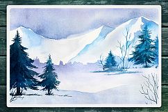 Winter Landscapes set#2. Watercolor. Product Image 8