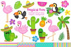 Flamingo clipart, Flamingo graphics &amp; Illustrations, Cactus Product Image 1