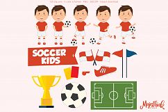 Soccer / Footbal Children Clip Art - Sport Clip Art - BASEBALL KIDS - with football sport element, ball, shoes, flag, whistle, flag digital Product Image 5