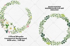 Watercolor Floral Wreath Clip Art - Shantal Product Image 2