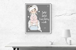 Cute girl with cat. Vector stickers Product Image 3