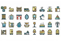 Childrens room icons set vector flat Product Image 1