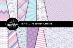 Mystical Unicorn Clipart Graphics &amp; Digital Paper Patterns Bundle Product Image 2