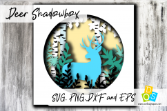 Christmas Deer Shadow Box Square SVG, DXF and EPS file Product Image 1