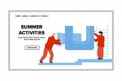 Summer Activities Have Boys On Playground Vector Product Image 1