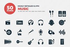 Glyph Music Icons Set Product Image 1