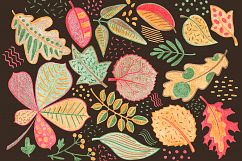 Autumn Leaves Handdrawn Clipart And Seamless Patterns Product Image 3