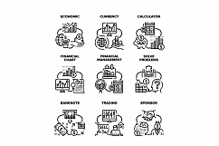 Finance Economic Set Icons Vector Black Illustration Product Image 1