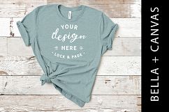 Heather Prism Dusty Blue Bella Canvas 3001 T-Shirt Mockup Product Image 1