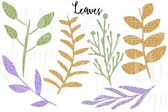 Floral and Glitter Clipart, Purple Flowers Graphics Product Image 3