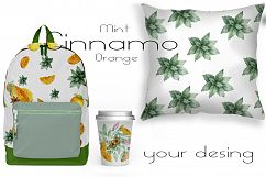 Orange, Mint, Cinnamon. Watercolor Product Image 5