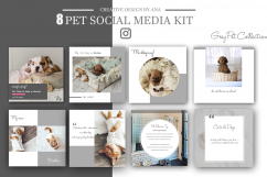 Pet Social Media Kit Template, Social Media Post Pack, 8 Set Templates Bundle for Instagram Pinterest Blog Facebook, Marketing Branding Kit. Product Image 1