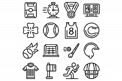 Hurling icons set, outline style Product Image 1