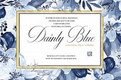 Dainty blue watercolor clipart. Navy blue wedding design. Product Image 8