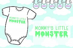 Mommy&#039;s Little Monster SVG, Funny Onesie, Little Monster Product Image 1