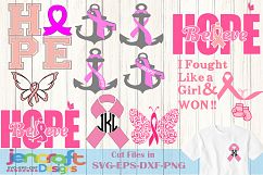 Cancer Awareness Bundle Breast Cancer SVG Pink Ribbon Hope Product Image 1
