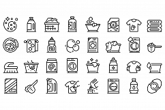 Softener icons set, outline style Product Image 1