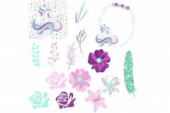 Silver Glitter Unicorn Clipart Product Image 3