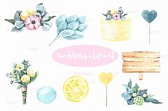 Summer lemon Flower watercolor Clipart and wedding cake Product Image 3