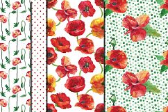 Watercolor Poppies seamless digital paper pack Product Image 3