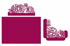 Peonies Laser cut wedding invitation Set, 5x7, Cricut Template, Gate Fold, Tri fold pocket Envelope, Bellyband, SVG, DXF, Cricut, Silhouette Cameo Product Image 6