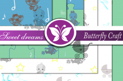 Sweet dreams digital paper, Baby shower digital paper, Baby digital paper, Teddy bear papers, Kids music paper, goodnight papers, Animals Product Image 1