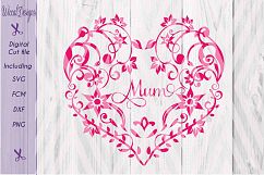 Flower heart svg, mothers day, lace cut file, glass block Product Image 3
