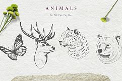 Animals and watercolor flowers Product Image 6