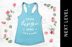 Tahiti Blue Next Level 1533 Flowers Mockup Tank Top Flat Lay Product Image 1