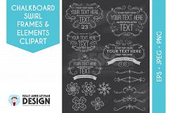 Chalkboard Swirl Digital Frame Clipart, Label Clipart Product Image 1