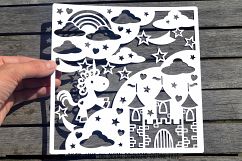 Unicorn and castle paper cut SVG / DXF / EPS files Product Image 3