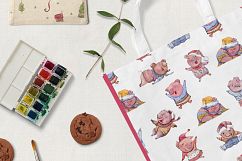 Merry pigsmas. Watercolor collection Product Image 5