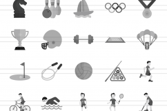 150 Fitness &amp; Sports Flat Greyscale Icons Product Image 2