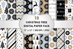 Christmas Digital Paper Pack / Black and Gold Christmas Backgrounds / Scrapbooking / Patterns / Printables / Card Making Product Image 1