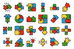 Jigsaw icons vector flat Product Image 1