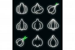 Garlic icons set vector neon Product Image 1